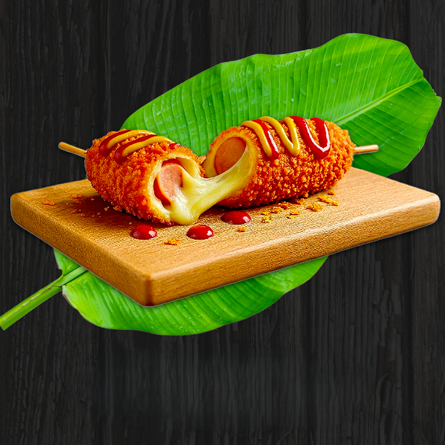 Corn dog au fromage coulant